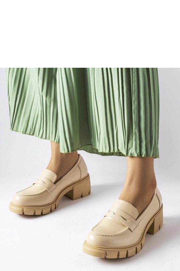 Beige Mocassin.Fabric and Heel Height