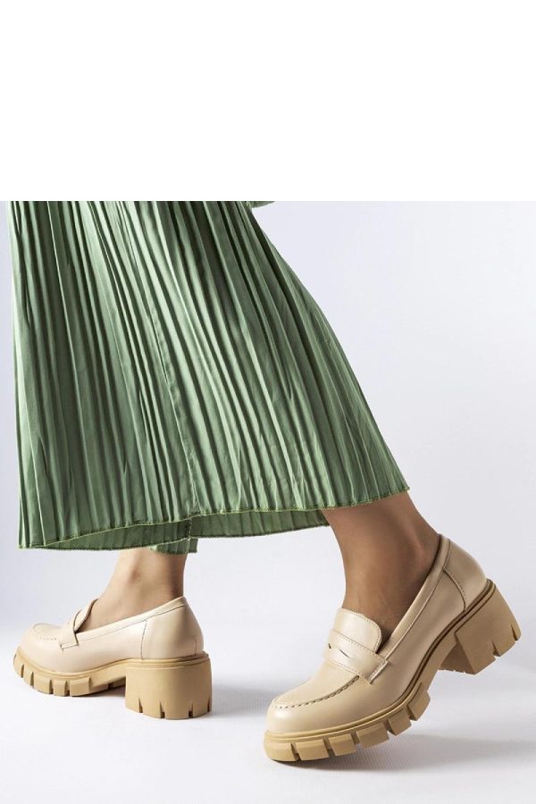 Beige Mocassin.Fabric and Heel Height