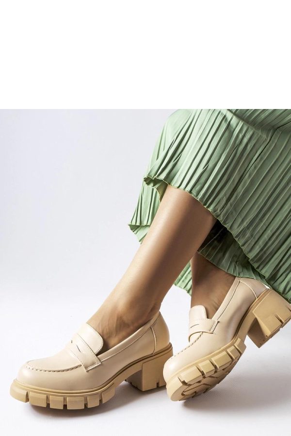 Beige Mocassin.Fabric and Heel Height