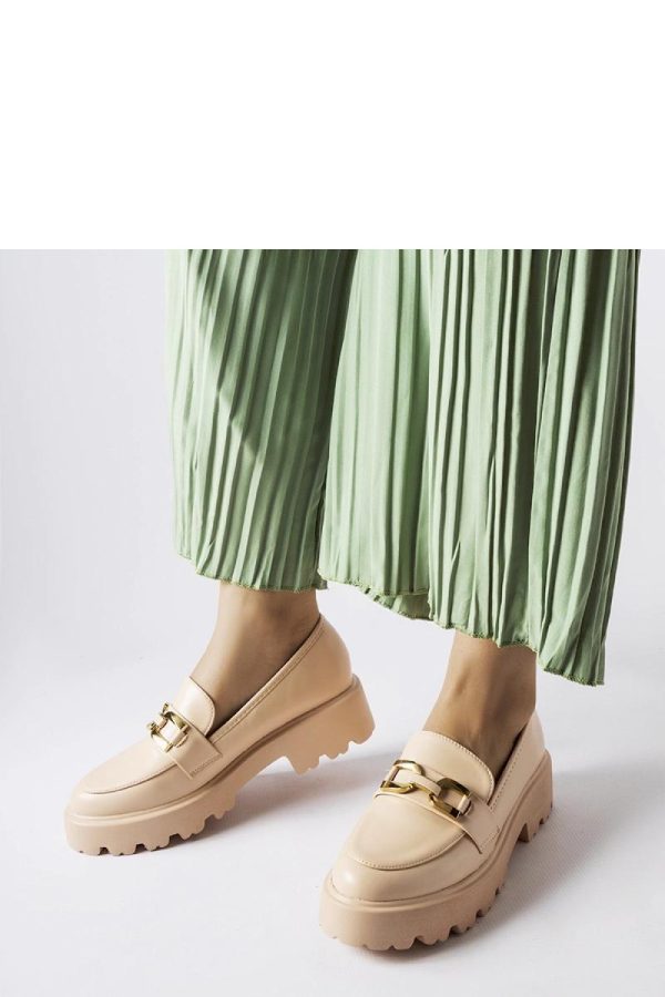 Beige Mocassin in Moccasins, Loafers with Fabric and Heel Height
