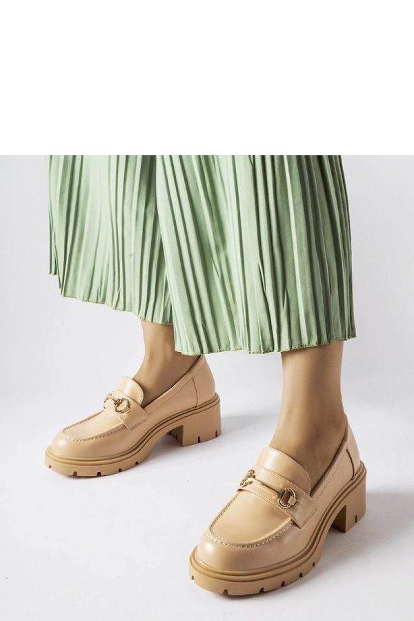 Beige Mocassin in Moccasins, Loafers with Fabric and Heel Height