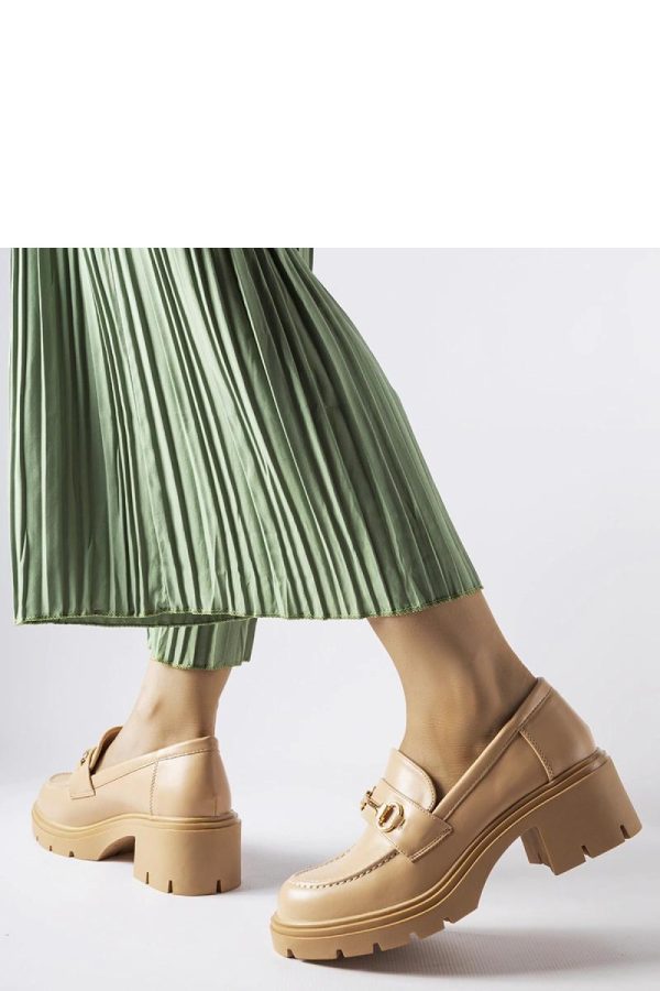 Beige Mocassin in Moccasins, Loafers with Fabric and Heel Height