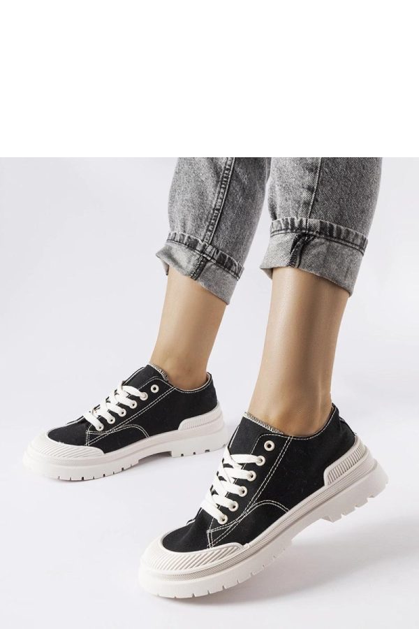 Black Sneakers in Women`s Athletic Shoes, Trainers, Sneakers with Fabric and Heel Height