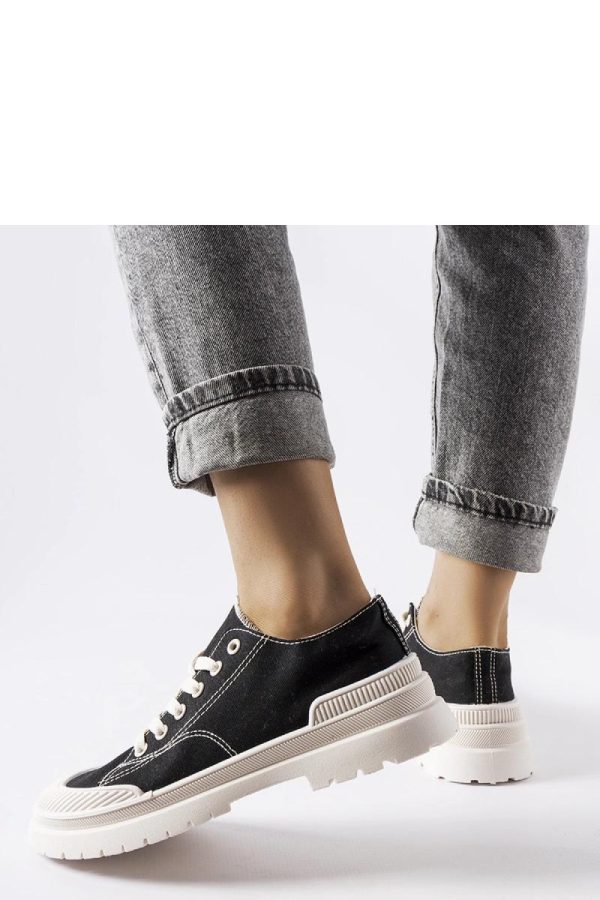Black Sneakers in Women`s Athletic Shoes, Trainers, Sneakers with Fabric and Heel Height