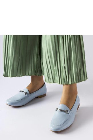 1062070 Blue Mocassin in Moccasins, Loafers with Fabric and Heel Height