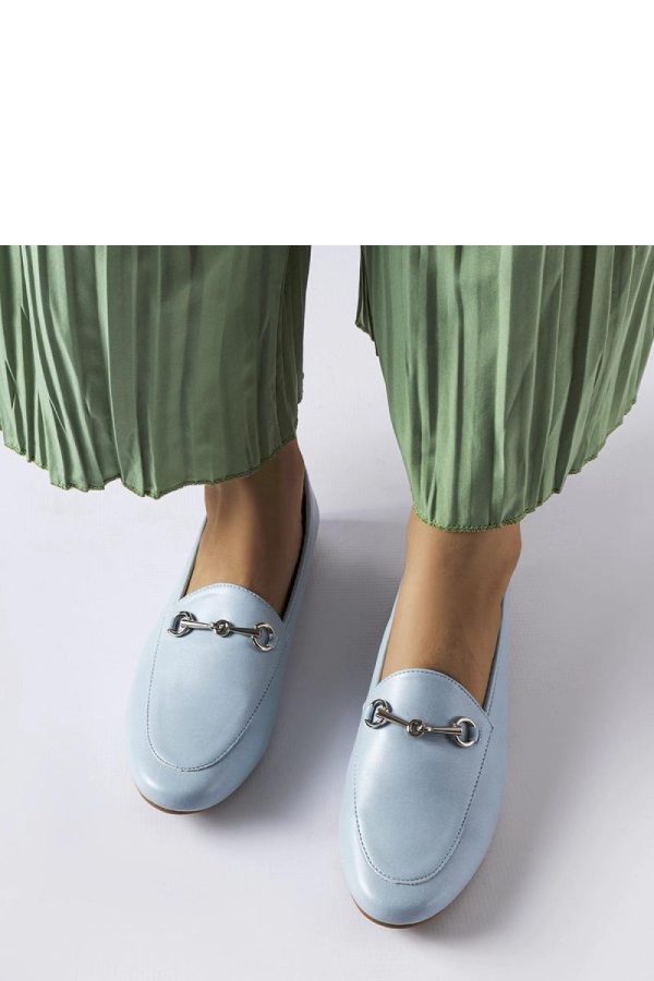 Blue Mocassin in Moccasins, Loafers with Fabric and Heel Height
