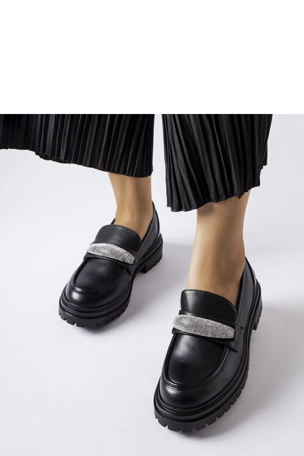 Black Mocassin in Moccasins, Loafers with Fabric and Heel Height