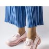 Pink Mocassin in Moccasins, Loafers with Fabric and Heel Height