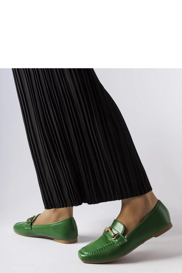 Green Mocassin in Moccasins, Loafers with Fabric and Heel Height
