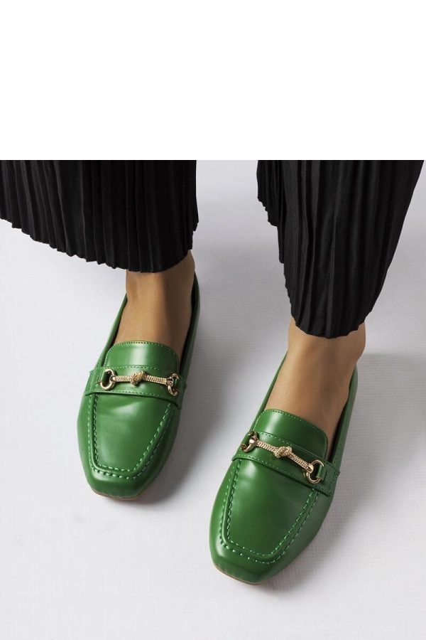 Green Mocassin in Moccasins, Loafers with Fabric and Heel Height