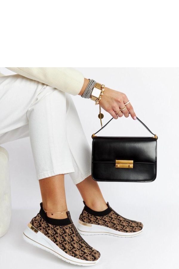 Brown Wedge Sneakers.Fabric and Heel Height