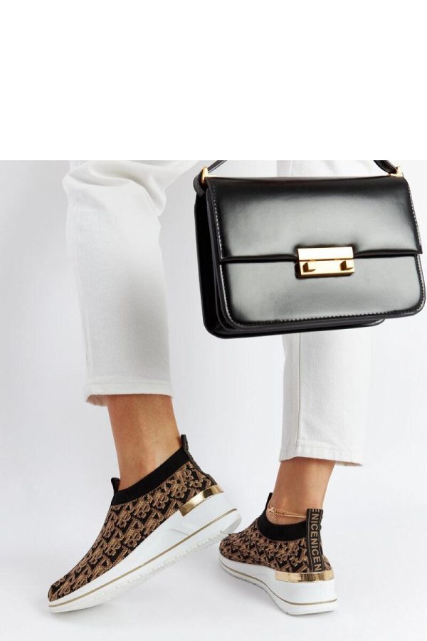 Brown Wedge Sneakers.Fabric and Heel Height