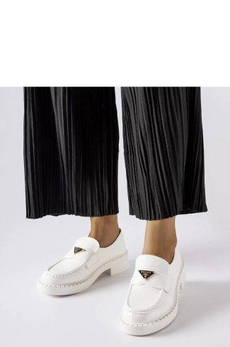 White Mocassin in Moccasins, Loafers with Fabric and Heel Height