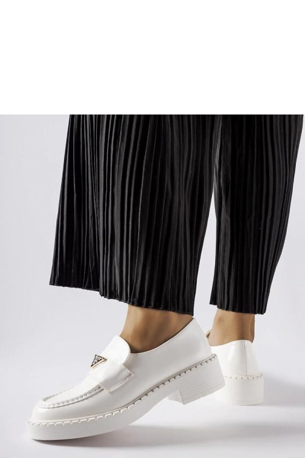 White Mocassin in Moccasins, Loafers with Fabric and Heel Height
