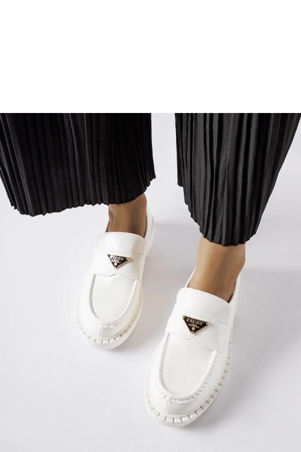 White Mocassin in Moccasins, Loafers with Fabric and Heel Height