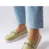 1062194 Green Mocassin in Moccasins, Loafers with Fabric and Heel Height