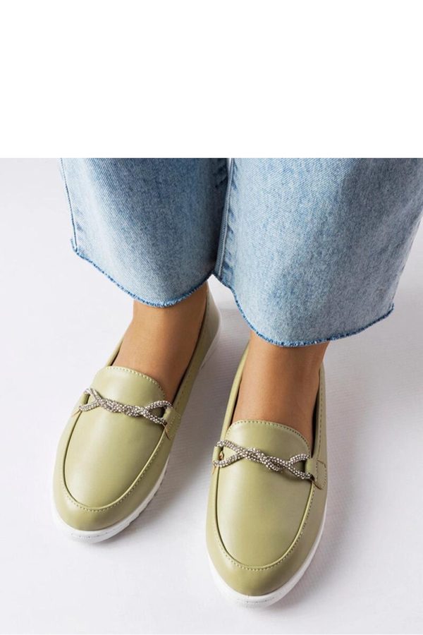 Green Mocassin in Moccasins, Loafers with Fabric and Heel Height