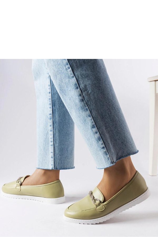 Green Mocassin in Moccasins, Loafers with Fabric and Heel Height