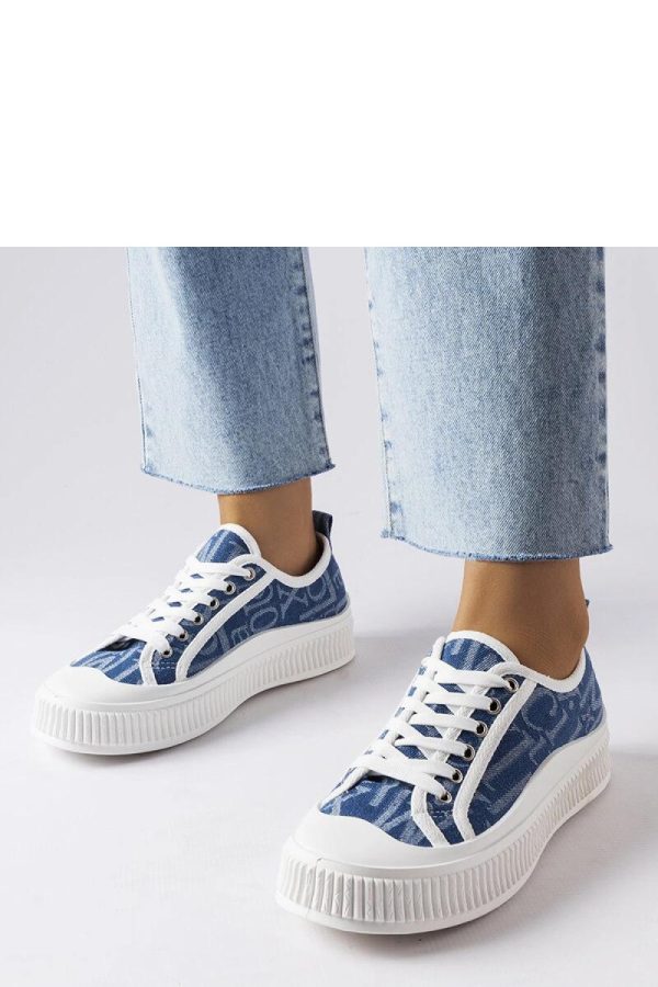 Blue Sneakers in Women`s Athletic Shoes, Trainers, Sneakers with Fabric and Heel Height