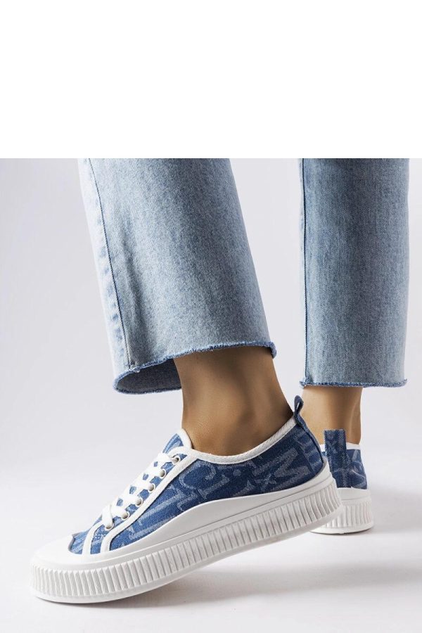 Blue Sneakers in Women`s Athletic Shoes, Trainers, Sneakers with Fabric and Heel Height