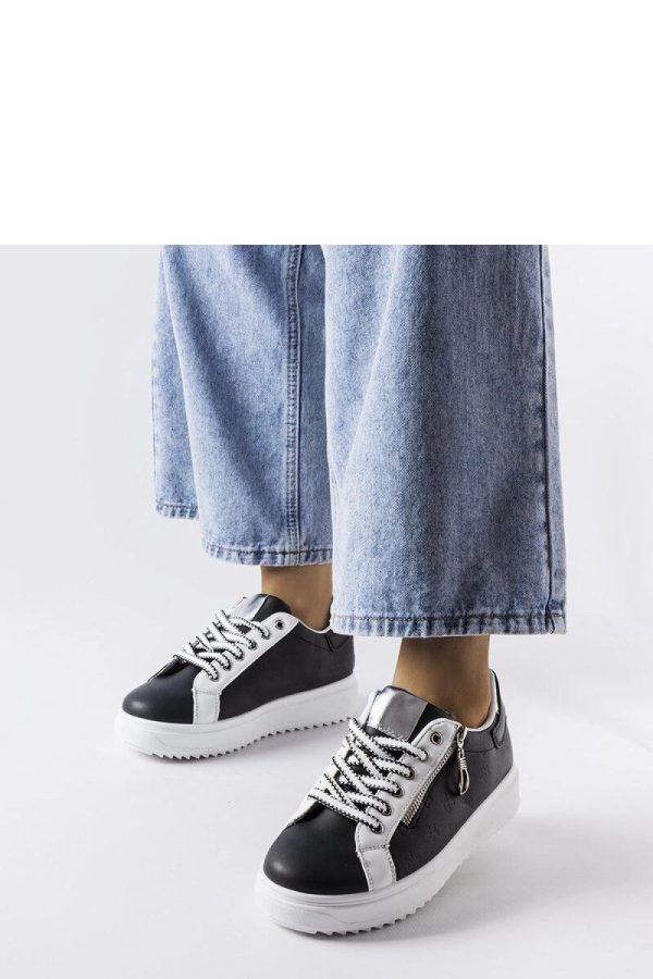 Black Platform Sneakers in Women`s Athletic Shoes, Trainers, Sneakers with Fabric and Heel Height
