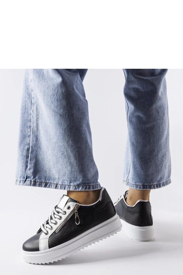 Black Platform Sneakers in Women`s Athletic Shoes, Trainers, Sneakers with Fabric and Heel Height