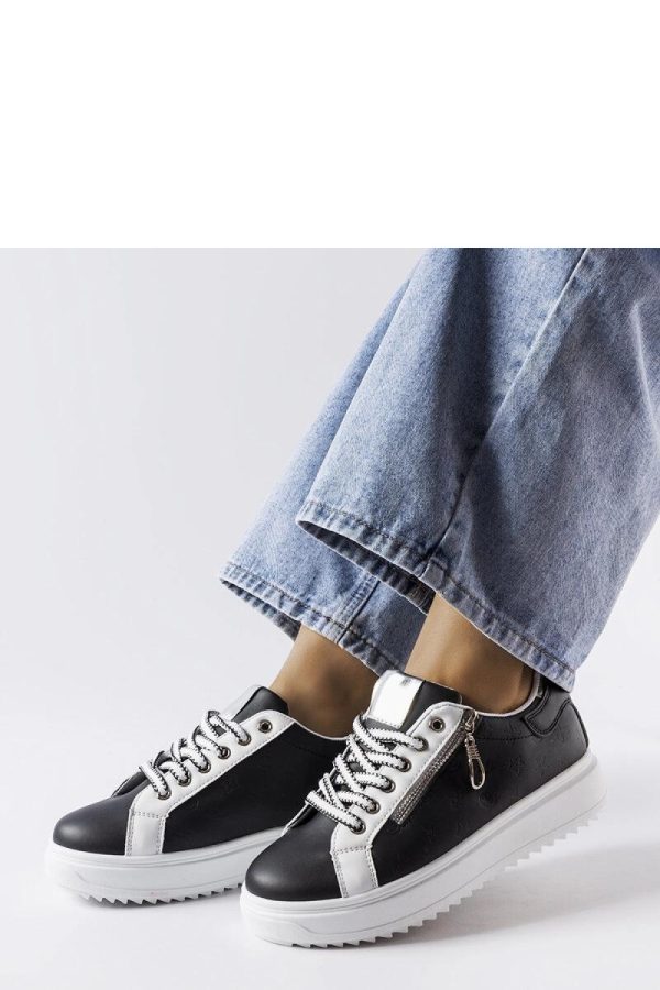 Black Platform Sneakers in Women`s Athletic Shoes, Trainers, Sneakers with Fabric and Heel Height