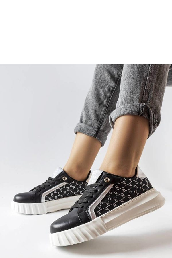 Black Platform Sneakers in Women`s Athletic Shoes, Trainers, Sneakers with Fabric and Heel Height