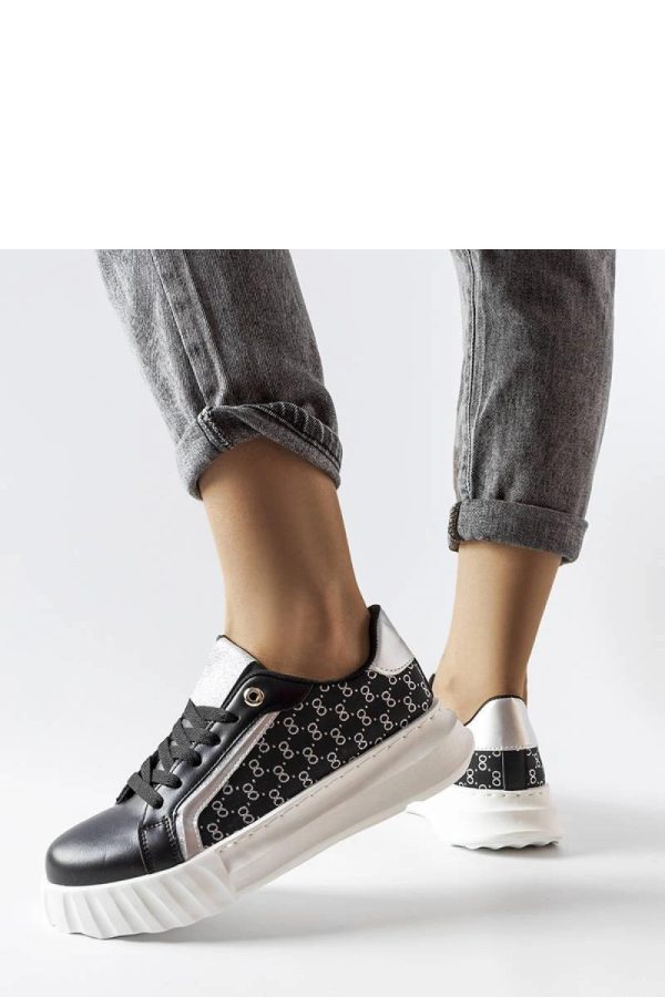 Black Platform Sneakers in Women`s Athletic Shoes, Trainers, Sneakers with Fabric and Heel Height