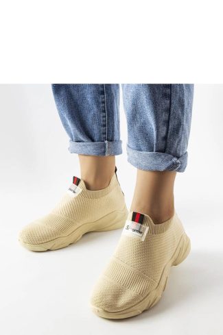 Beige Sport Shoes in Women`s Athletic Shoes, Trainers, Sneakers with Fabric and Heel Height