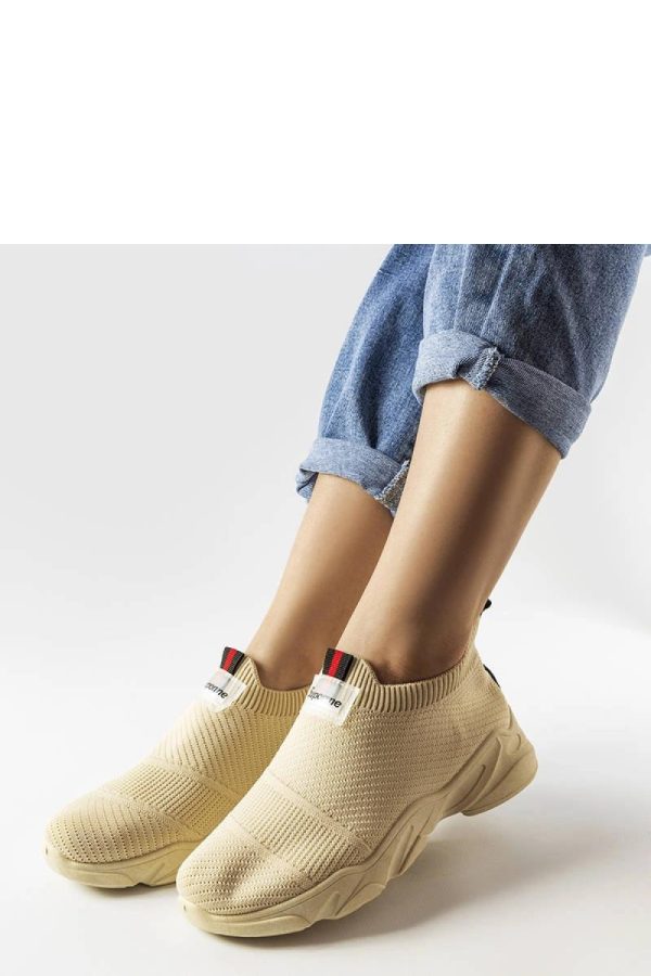 Beige Sport Shoes in Women`s Athletic Shoes, Trainers, Sneakers with Fabric and Heel Height