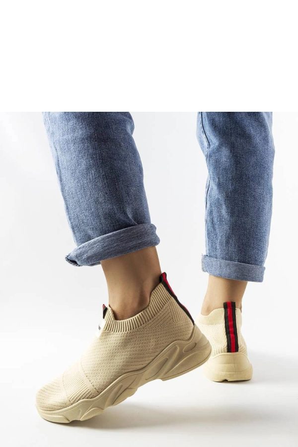 Beige Sport Shoes in Women`s Athletic Shoes, Trainers, Sneakers with Fabric and Heel Height