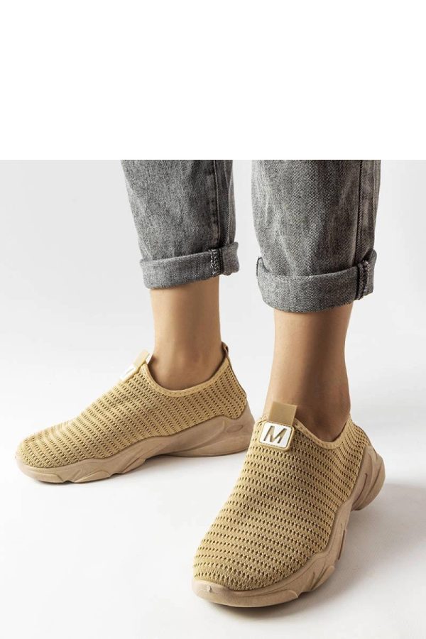 Beige Sport Shoes in Women`s Athletic Shoes, Trainers, Sneakers with Fabric and Heel Height