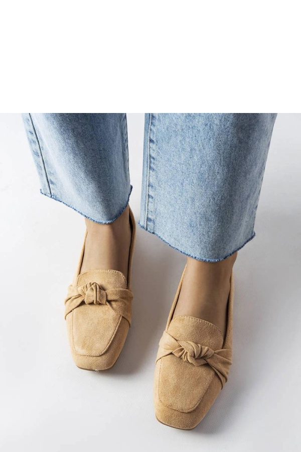 Beige Mocassin..Fabric and Heel Height