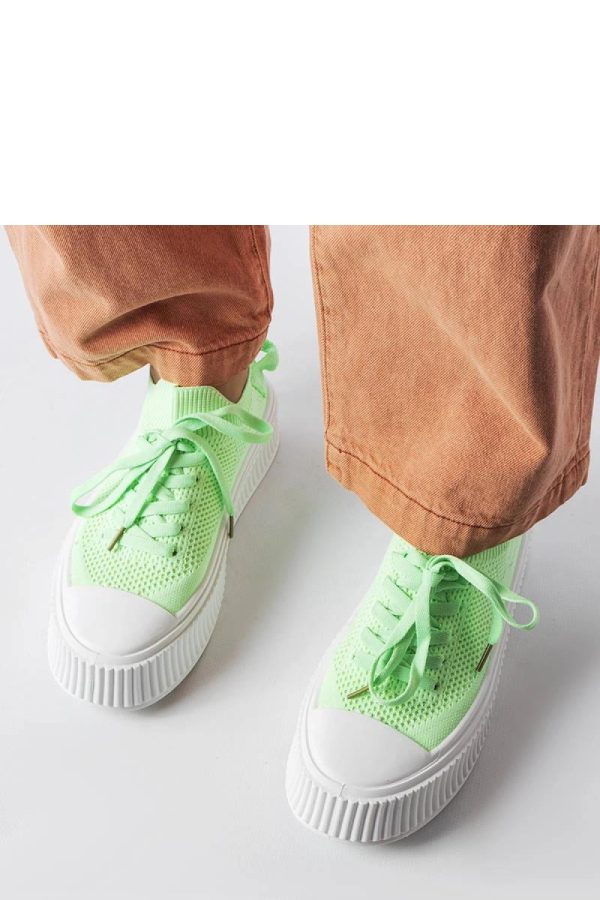Green Sneakers in Women`s Athletic Shoes, Trainers, Sneakers with Fabric and Heel Height