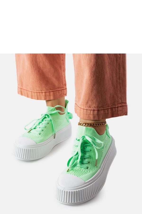 Green Sneakers in Women`s Athletic Shoes, Trainers, Sneakers with Fabric and Heel Height