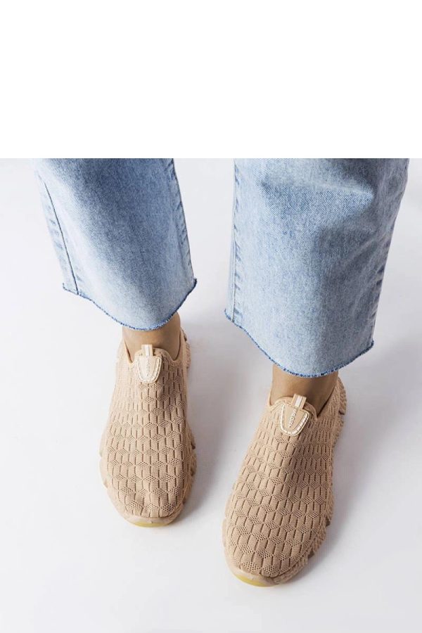 Beige Sport Shoes in Women`s Athletic Shoes, Trainers, Sneakers with Fabric and Heel Height