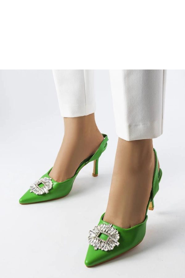 Green High Heel Pumps...Fabric and Heel Height