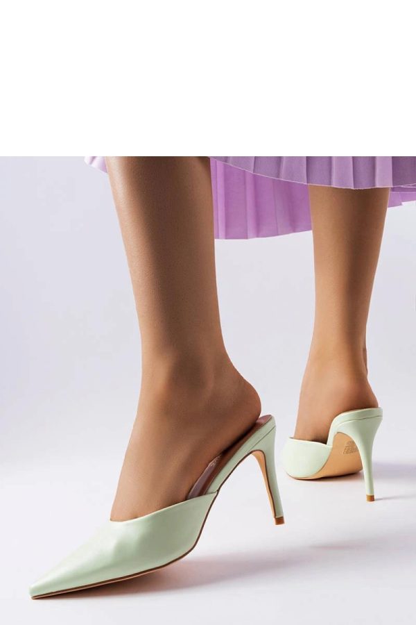 Green Heeled Sandals..Fabric and Heel Height