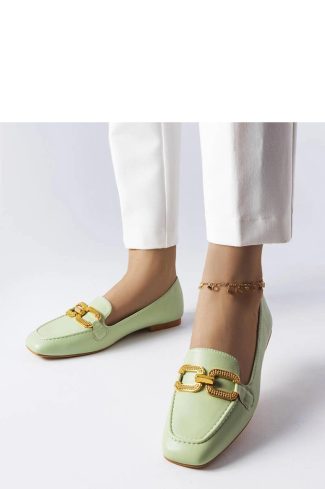 Green Mocassin in Moccasins, Loafers with Fabric and Heel Height