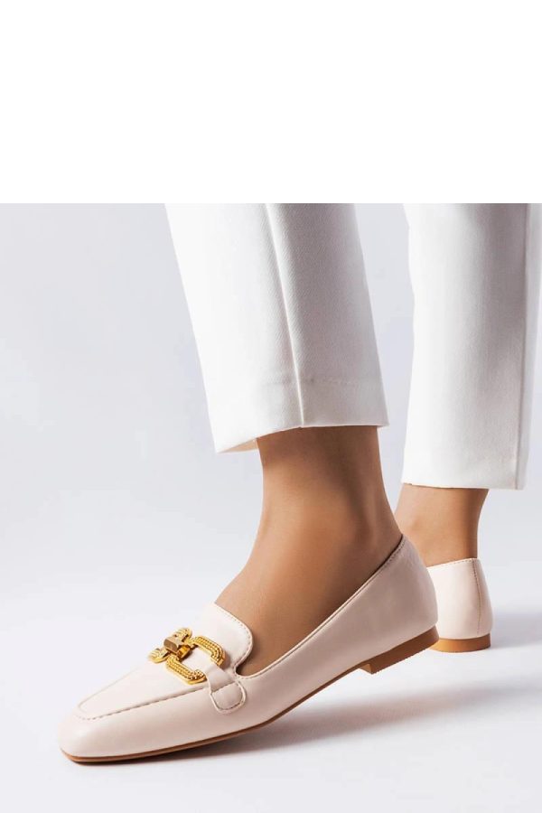 Beige Mocassin in Moccasins, Loafers with Fabric and Heel Height