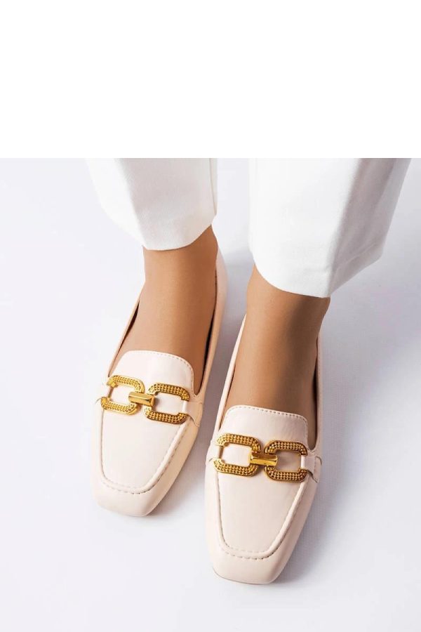 Beige Mocassin in Moccasins, Loafers with Fabric and Heel Height