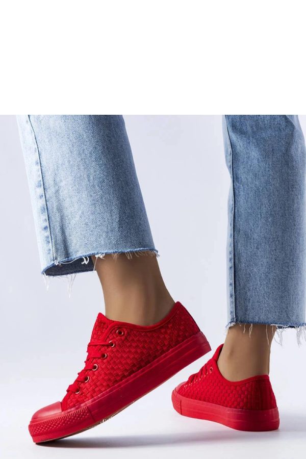 Red Sneakers in Women`s Athletic Shoes, Trainers, Sneakers with Fabric and Heel Height
