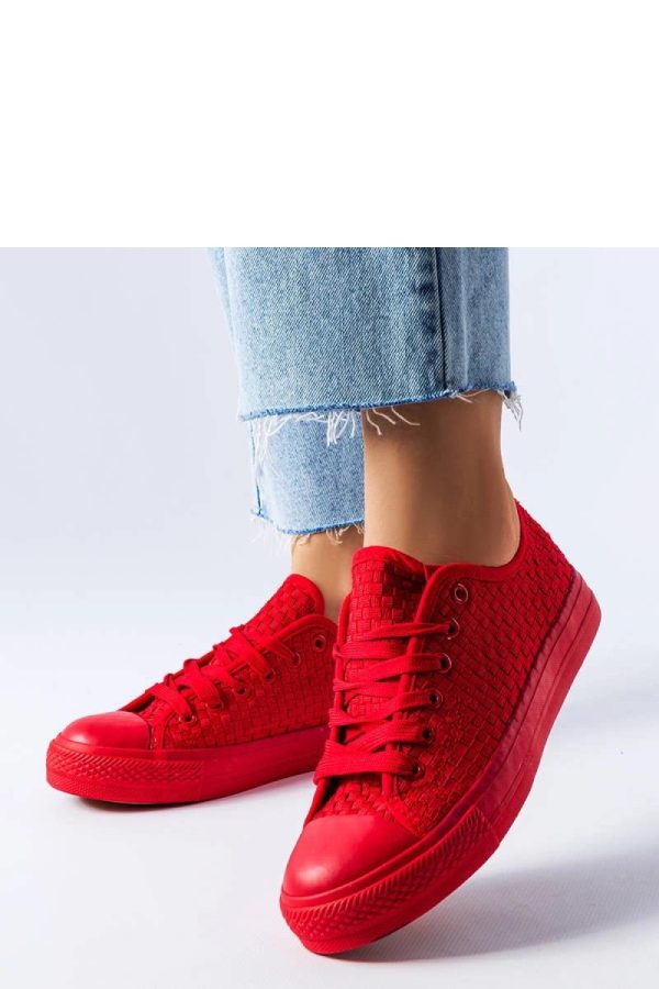 Red Sneakers in Women`s Athletic Shoes, Trainers, Sneakers with Fabric and Heel Height