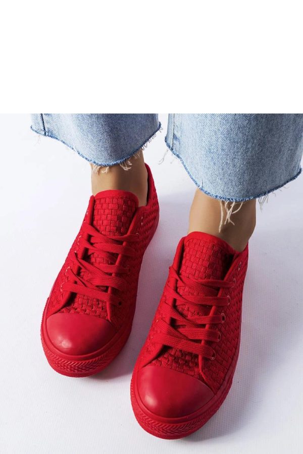 Red Sneakers in Women`s Athletic Shoes, Trainers, Sneakers with Fabric and Heel Height