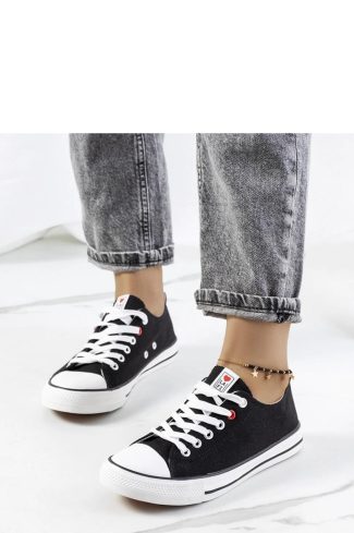 Black Sneakers in Women`s Athletic Shoes, Trainers, Sneakers with Fabric and Heel Height