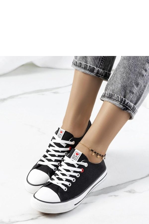 Black Sneakers in Women`s Athletic Shoes, Trainers, Sneakers with Fabric and Heel Height