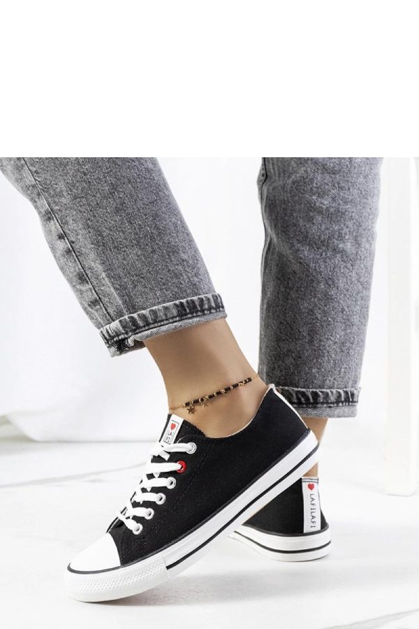 Black Sneakers in Women`s Athletic Shoes, Trainers, Sneakers with Fabric and Heel Height