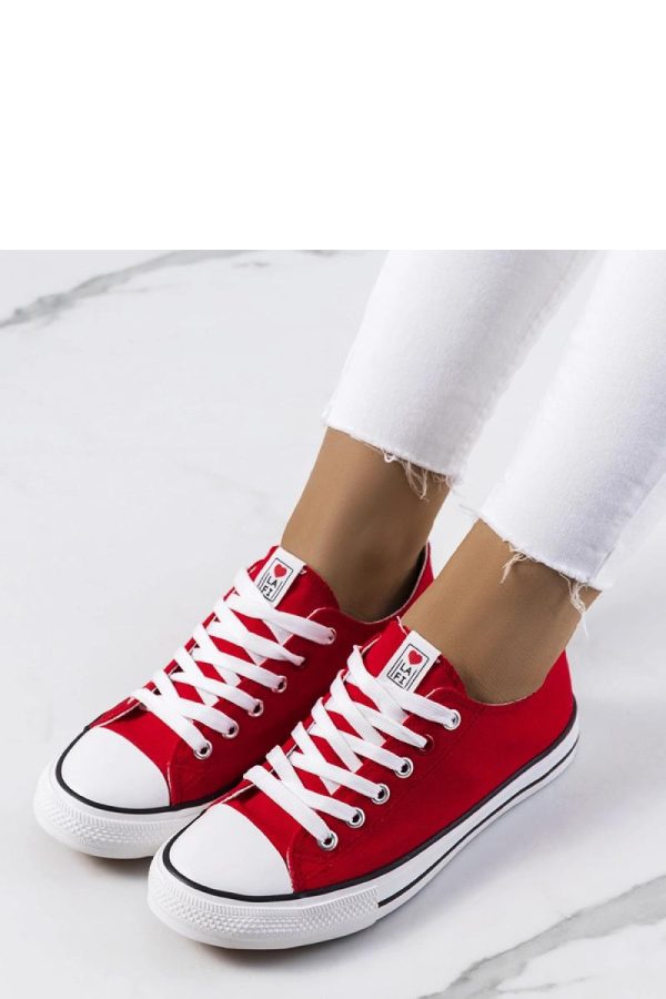 Red Sneakers in Women`s Athletic Shoes, Trainers, Sneakers with Fabric and Heel Height