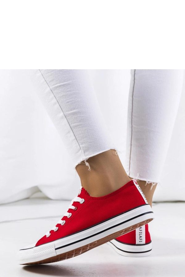 Red Sneakers in Women`s Athletic Shoes, Trainers, Sneakers with Fabric and Heel Height